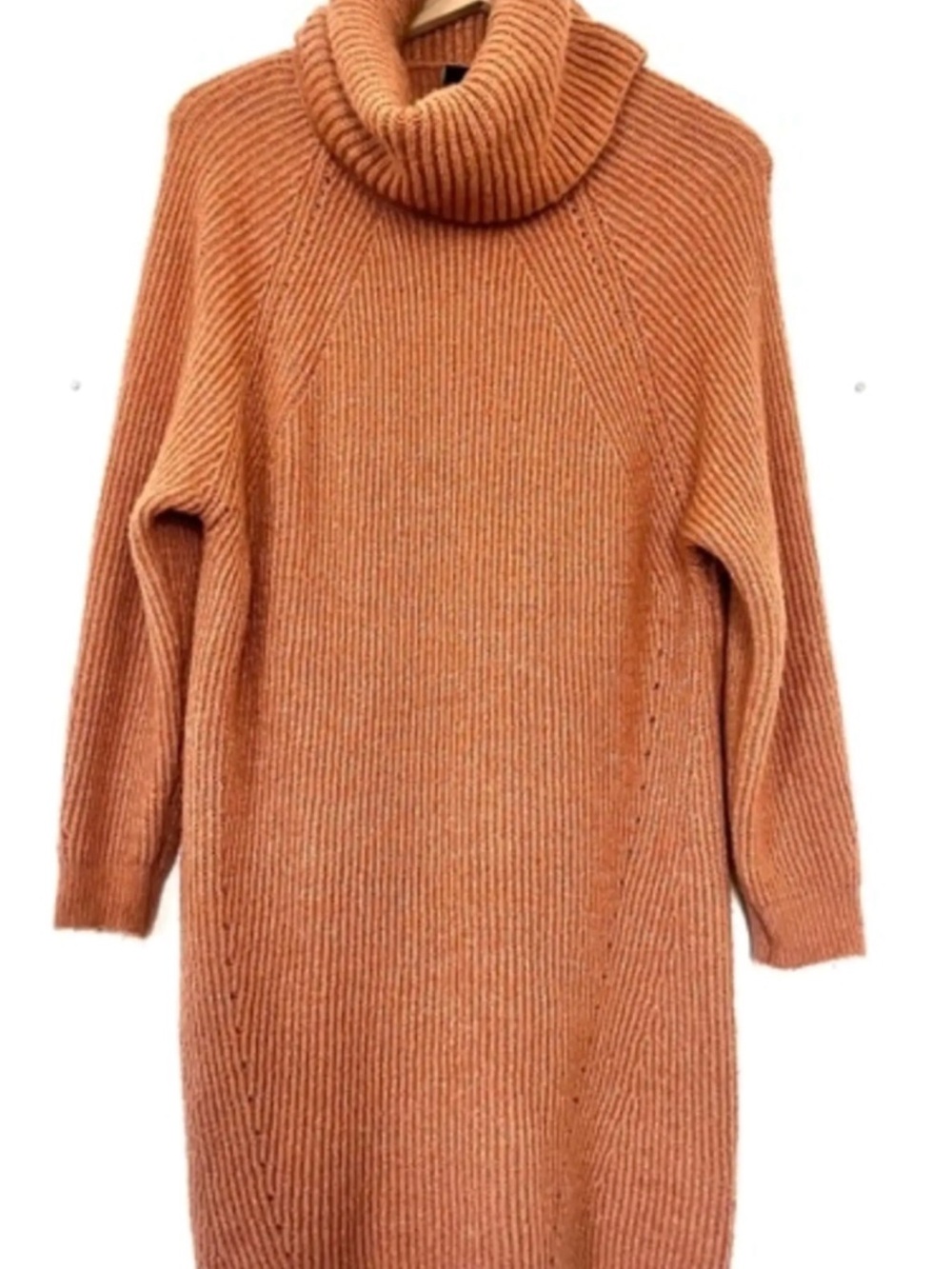 Dress Forum Rust Ribbed Turtleneck Sweater Dress